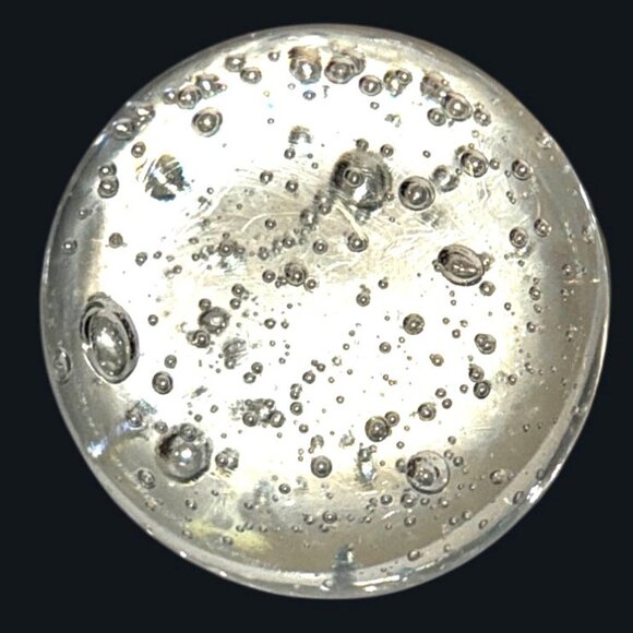 Clear Glass Paperweight With Bubbles Design - Round Shape - 3.75 Inches Diameter - Picture 8 of 10